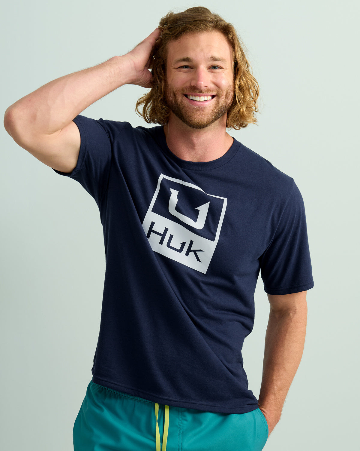HUK Gear Men's Stacked Logo T-Shirts in Naval Academy