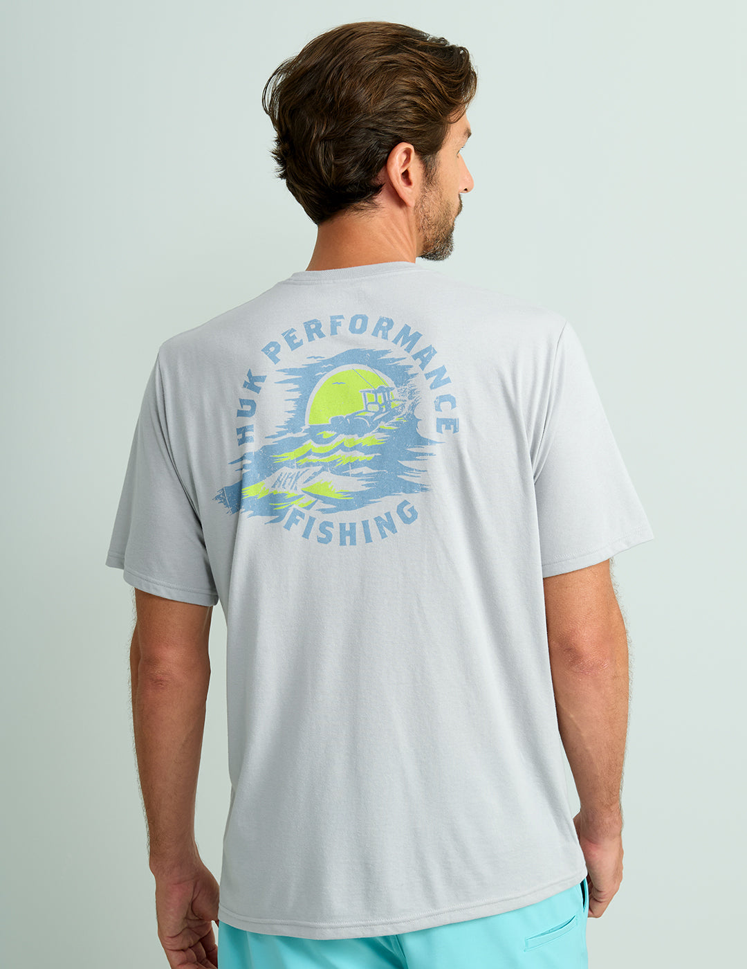 HUK Gear Men's Sunset Chop T-Shirts in Harbor Mist