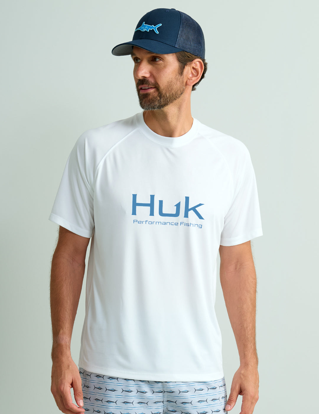 HUK Gear Men's Pursuit Short Sleeve Performance Crew Shirts in White