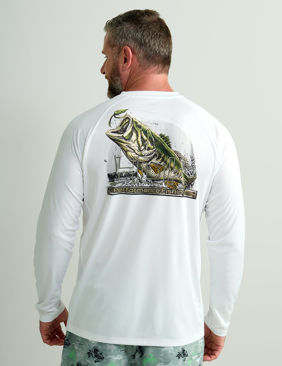 HUK Gear Men's KC Pursuit Performance Graphic Crew Shirts in White