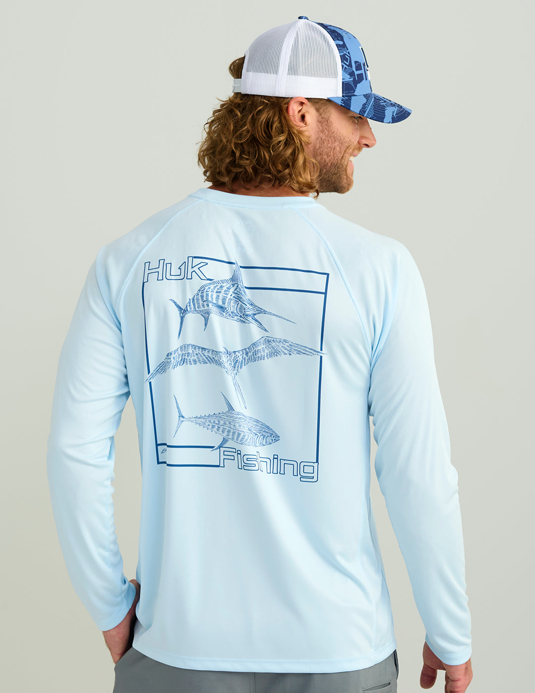 HUK Gear Men's KC Pursuit Performance Graphic Crew Shirts in Ice Water