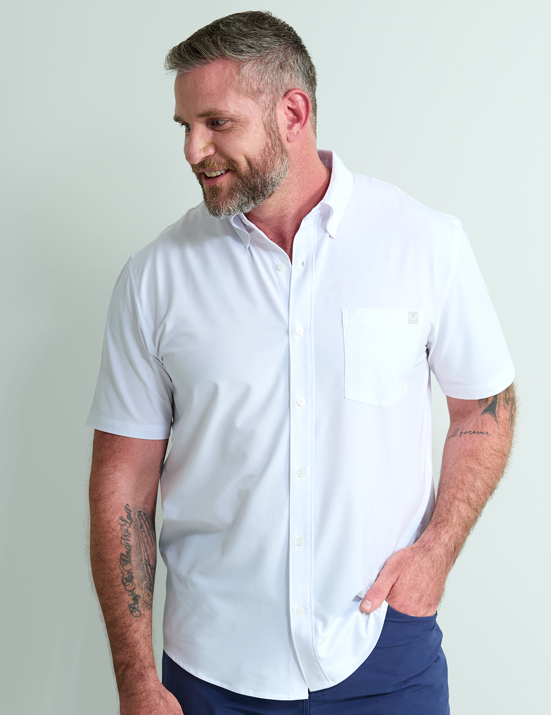 HUK Gear Men's Kona Button-Down Shirts in White