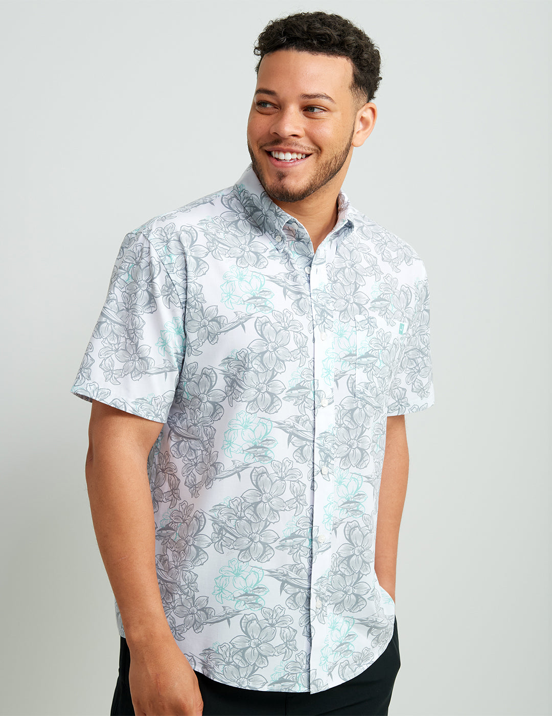 HUK Gear Men's KC Kona Button-Down Shirts in Desert Rose White
