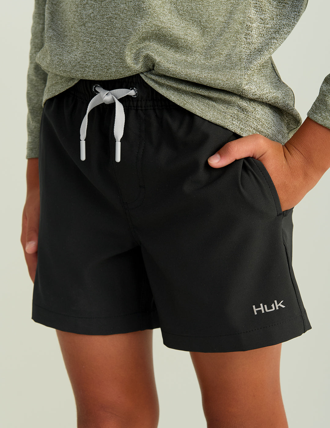 HUK Gear Kids Pursuit Volley Swim Short in Black