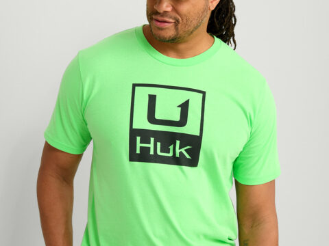 HUK Gear Men's Stacked Logo T-Shirts in Summer Green