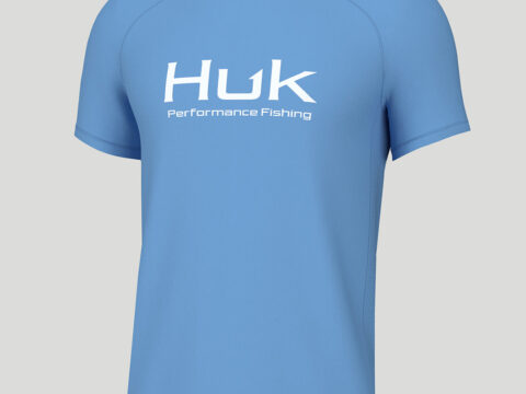 HUK Gear Kids Pursuit Short Sleeve Performance Crew Shirts in Marolina Blue