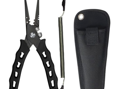 Piscifun SXP Fishing Pliers Stainless Steel Hook Remover Pliers with Sheath and Lanyard Straight Nose