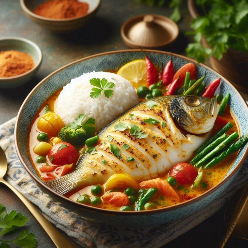 Broiled Coconut Flounder Curry
