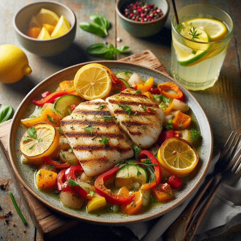 Grilled Citrus Flounder Hash