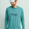 HUK Gear Men's Pursuit Performance Hoodie in Storm Blue Heather